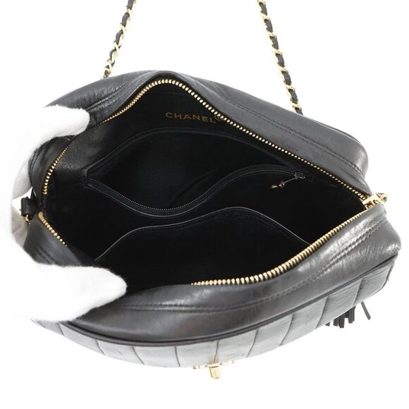 CHANEL Mademoiselle Chain Shoulder Bag with Tassel Bag Charm Lambskin Black - Picture 16 of 16